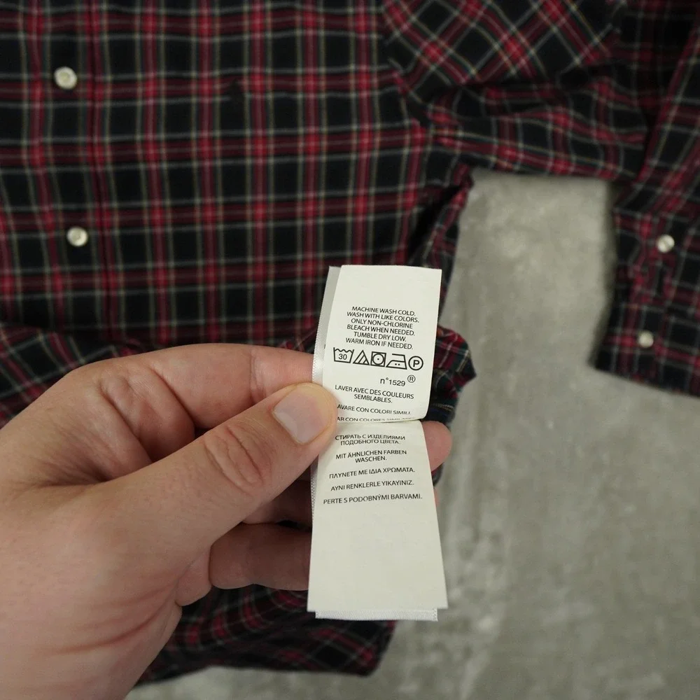 Ralph Lauren Boys XL 18-20 Button Up Shirt Black Red Plaid Preppy Holiday Logo